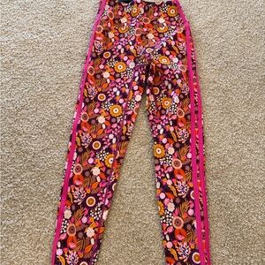 Vibrant Floral Women's Leggings - Pink and Orange